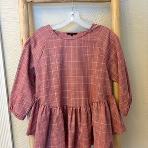 FRNCH Checkered Peplum Blouse - Dusty Pink